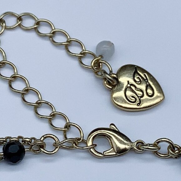 Betsy Johnson Two Strands Black and Gold Heart Pendant Custome Jewelry Necklace - Picture 5 of 6